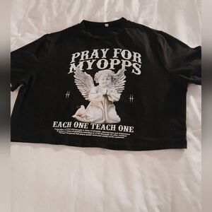 Black Graphic Women's Crop T-Shirt